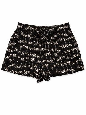 Joe B Palm Print Shorts Medium Juniors Black White Tropical Drawstring
